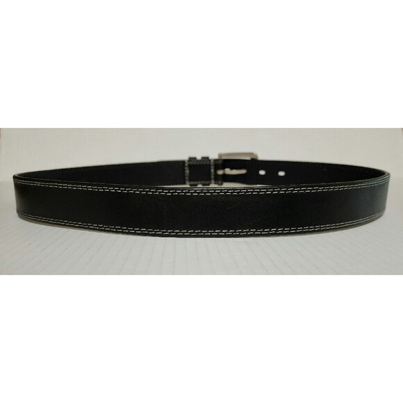 Timberland Men's Genuine Leather Belt Size 36 Black Contrast Stitches 1504-001 - Picture 4 of 7